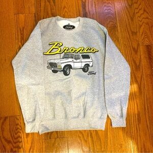 FORD BRONCO CREW SWEATSHIRT front & back logo gray yellow UNISEX ADULT SMALL new
